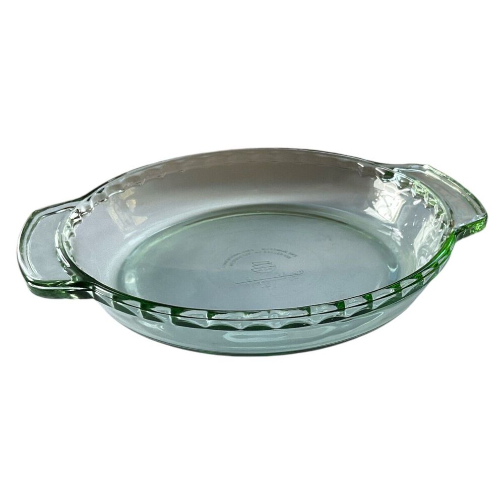 Martha Stewart Everyday MSE‎ Green Glass Ribbed Pie Plate Dish 9 inch Round 1QT
